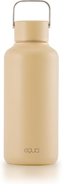 EQUA Timeless Stainless Steel Bottle - Ultra light and BPA-free - 100% Leakproof - 600ml - Timeless Design - Silicone Bottom (Latte, klein)