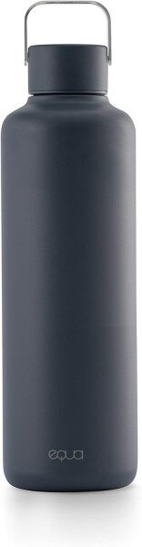 EQUA Timeless Stainless Steel Bottle - Ultra light and BPA-free - 100% Leakproof - 600ml - Timeless Design - Silicone Bottom (Navy, groß)